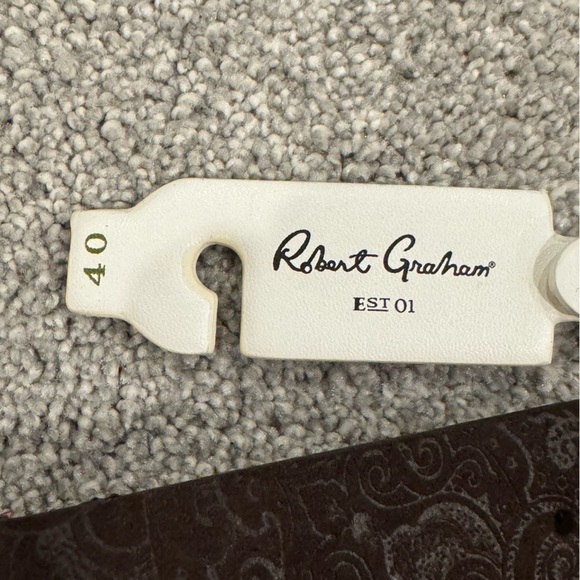 NWT Robert Graham Barlos II Belt Size 40 Woven Brown Tooled Leather Detail - Picture 2 of 10
